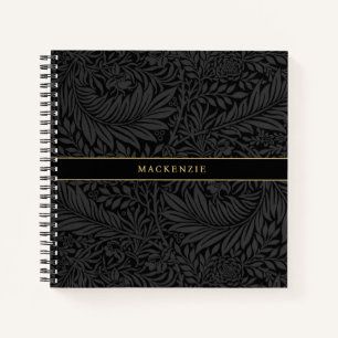 Personalised Black Floral Pattern Notebook