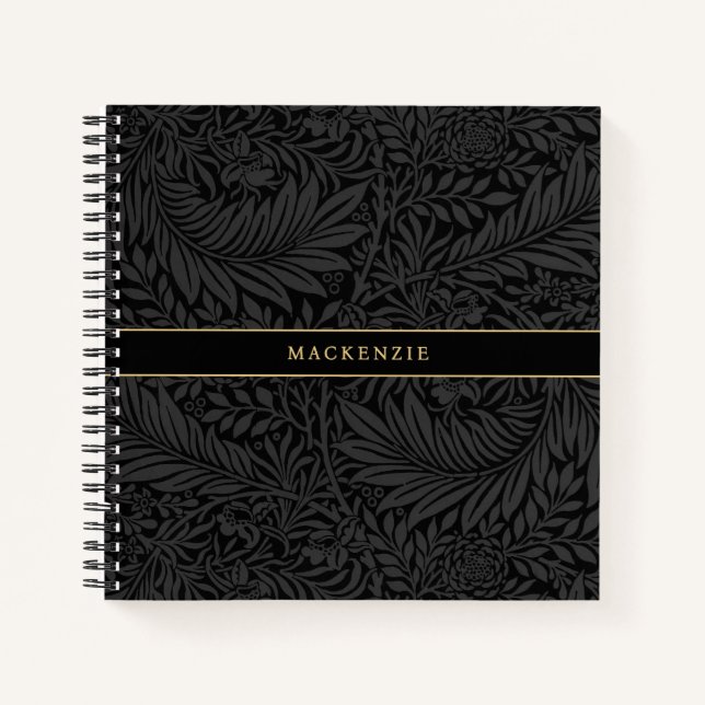 Personalised Black Floral Pattern Notebook (Front)