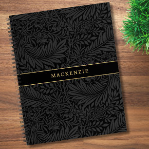 Personalised Black Floral Pattern Notebook