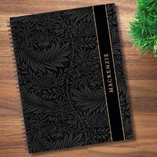 Personalised Black Floral Pattern Notebook