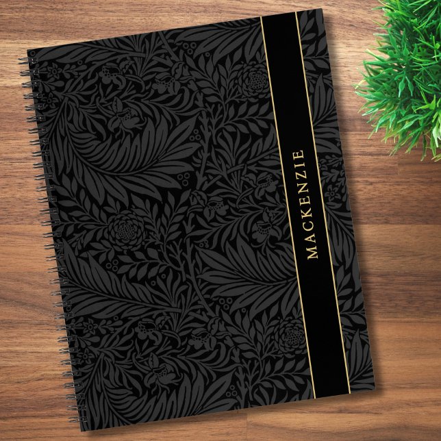 Personalised Black Floral Pattern Notebook (Creator Uploaded)