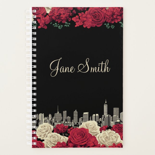 Personalised Black Floral Small Business Planner  (Front)