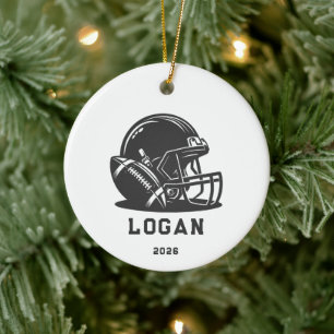 Personalised Black Football Helmet Ornament