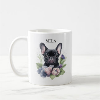 Personalised Black Frenchie Pug Dog Watercolor Coffee Mug