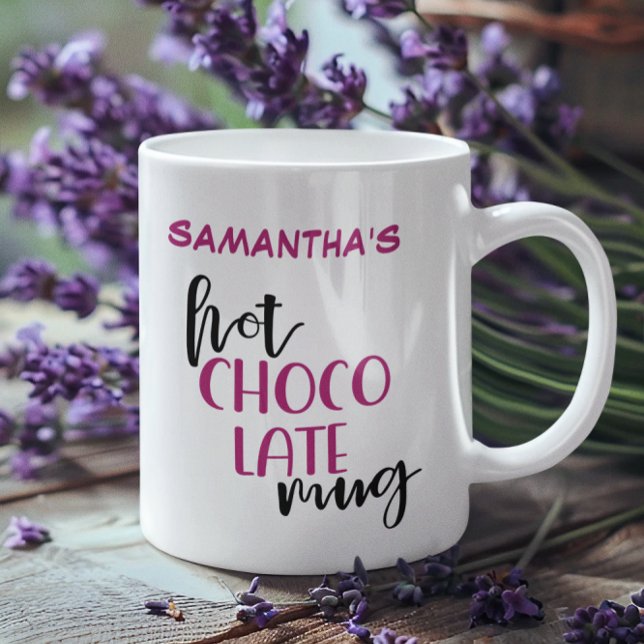 Personalised Black Fuchsia Hot Chocolate Mug (Creator Uploaded)