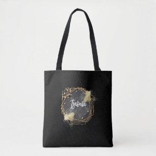 Personalised Black Geometric Thermal Tumbler Tote Bag