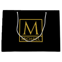 Personalised Black Gift Bag with Initial & Name