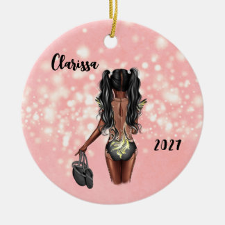 Personalised Black Girl Kids Dance Ornament