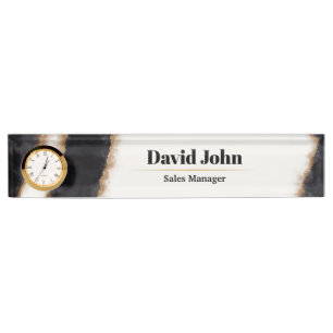 Personalised black & gold agate nameplate