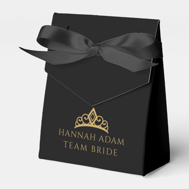 Personalised Black & Gold Bridesmaid Gift Favour Box (Front Side)