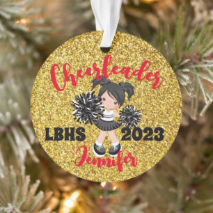 Personalised Black & Gold Cheerleading Ornament 