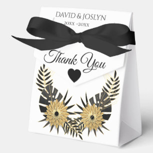 Personalised Black & Gold Floral Anniversary Party Favour Box