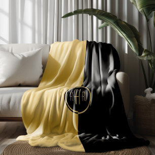 Personalised Black & Gold Geometric Design Fleece Blanket