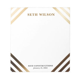 Personalised Black Gold Geometric Name Notepad