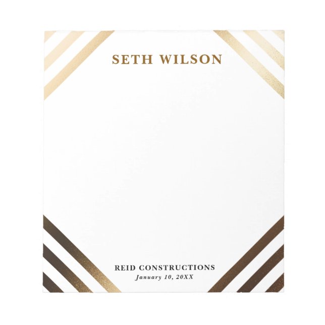 Personalised Black Gold Geometric Name Notepad (Front)