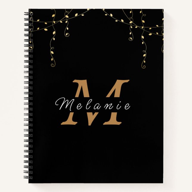 Personalised Black & Gold Initial  Notebook (Front)