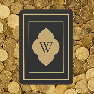 Personalised black gold initial playing cards