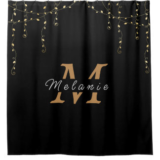 Personalised Black & Gold Initial  Shower Curtain