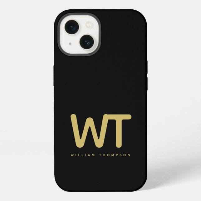 Personalised Black Gold Initials Logo iPhone Case (Back)