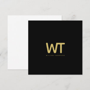 Personalised Black Gold Initials Logo Note Card