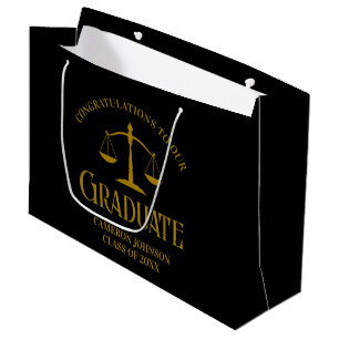 Personalised Black Gold Law School Graduation Large Gift Bag