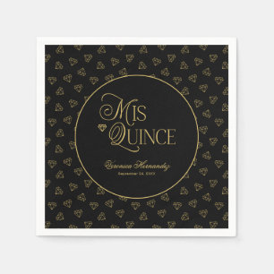 Personalised Black Gold Mis Quince Quinceanera  Napkin