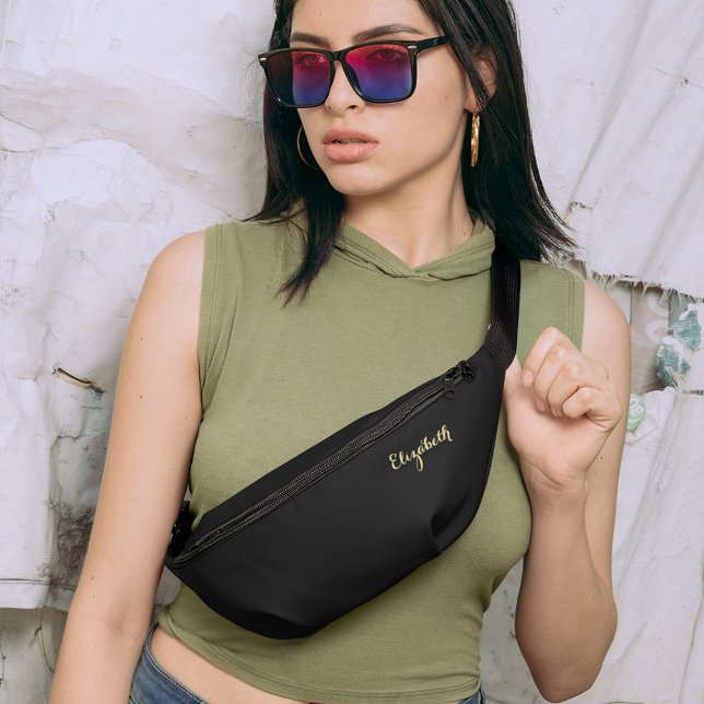 Personalised Black Gold Monogram Waist Crossbody Bum Bags (Personalized Black Gold Monogram Waist Crossbody Fanny Pack)