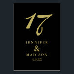 Personalised black gold script wedding Table Card<br><div class="desc">Wedding</div>