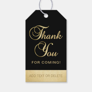 Personalised Black Gold THANK YOU FOR COMING favou Gift Tags