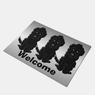 Personalised Black Goldendoodle Dog Design Doormat