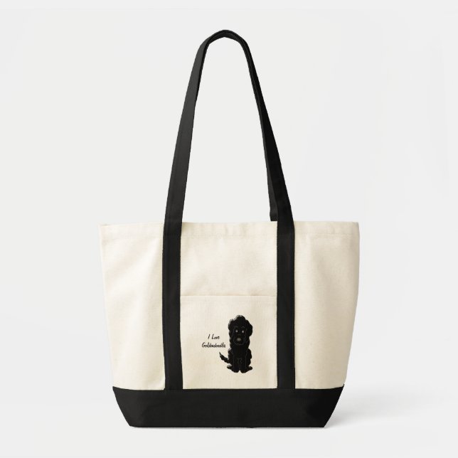 Personalised Black Goldendoodle Dog Design Tote Bag (Front)