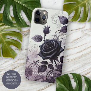 Personalised Black Gothic Rose Floral Victorian Case-Mate iPhone Case