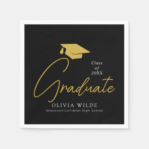 Personalised Black Grad Paper Napkin – Party Ready