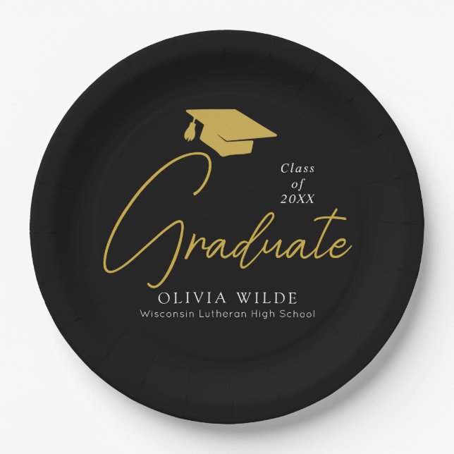 Personalised Black Grad Plates – Party Ready (Front)