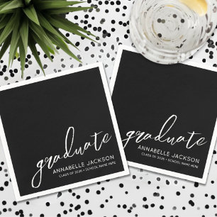 Personalised Black Graduation Napkins