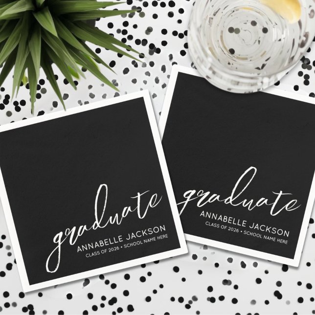 Personalised Black Graduation Napkins (Personalized Black Graduation Napkins)