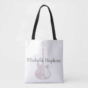 personalised black graphic musical note tote bag