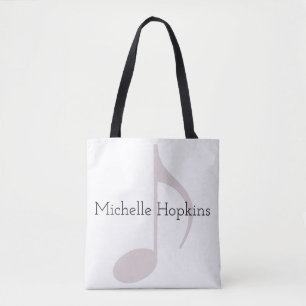 personalised black graphic musical note tote bag