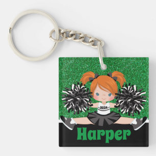 Personalised Black & Green Cheerleading Keychain