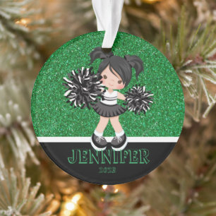 Personalised Black & Green Cheerleading Ornament 