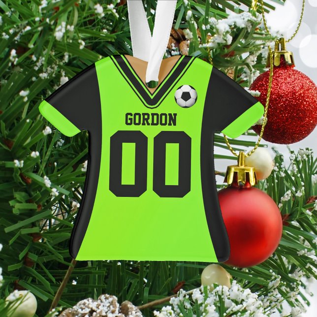 Personalised Black/Green Soccer Jersey Ornament (Creator Uploaded)