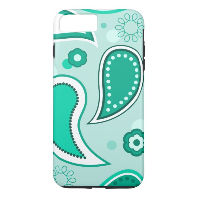 Personalised Black Green & White Paisley Case-Mate iPhone Case (Back)