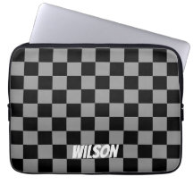 Personalised  black &grey chequered monogram name