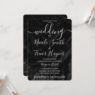 Personalised Black Grey Marble Minimalist Wedding Invitation