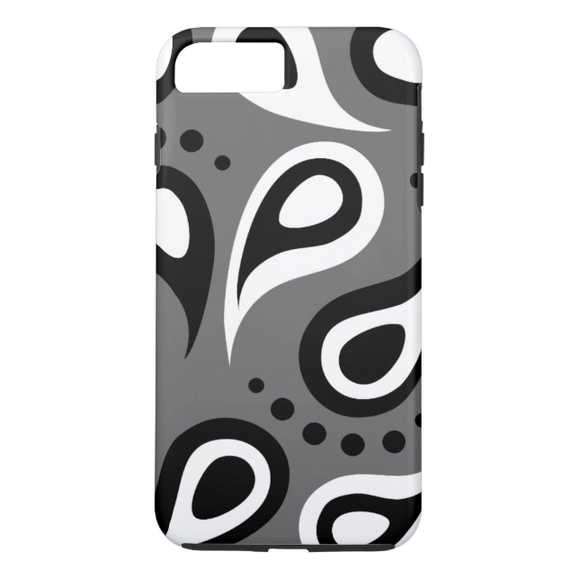 Personalised Black Grey & White Paisley Case-Mate iPhone Case (Back)