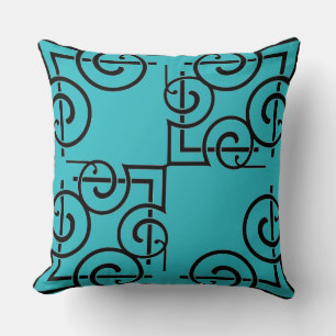 Personalised Black Grill Pattern Teal Cushion