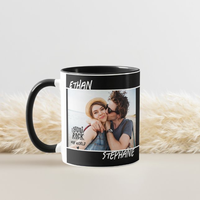 Personalised Black Grunge You Rock My World Photo Mug (Creator Uploaded)