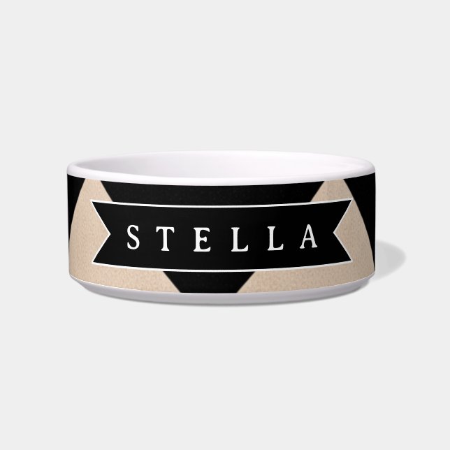 Personalised Black Harlequin Chequered Diamond Bowl (Front)