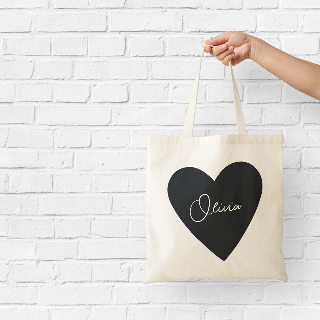 Personalised Black Heart Tote Bag (Creator Uploaded)