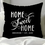 Personalised Black Home Sweet Home Cushion<br><div class="desc">Make your house a home with this personalised black throw pillow featuring a classic "Home Sweet Home" design. Add your family name and established year to create a unique and welcoming accent for your living room or bedroom.</div>